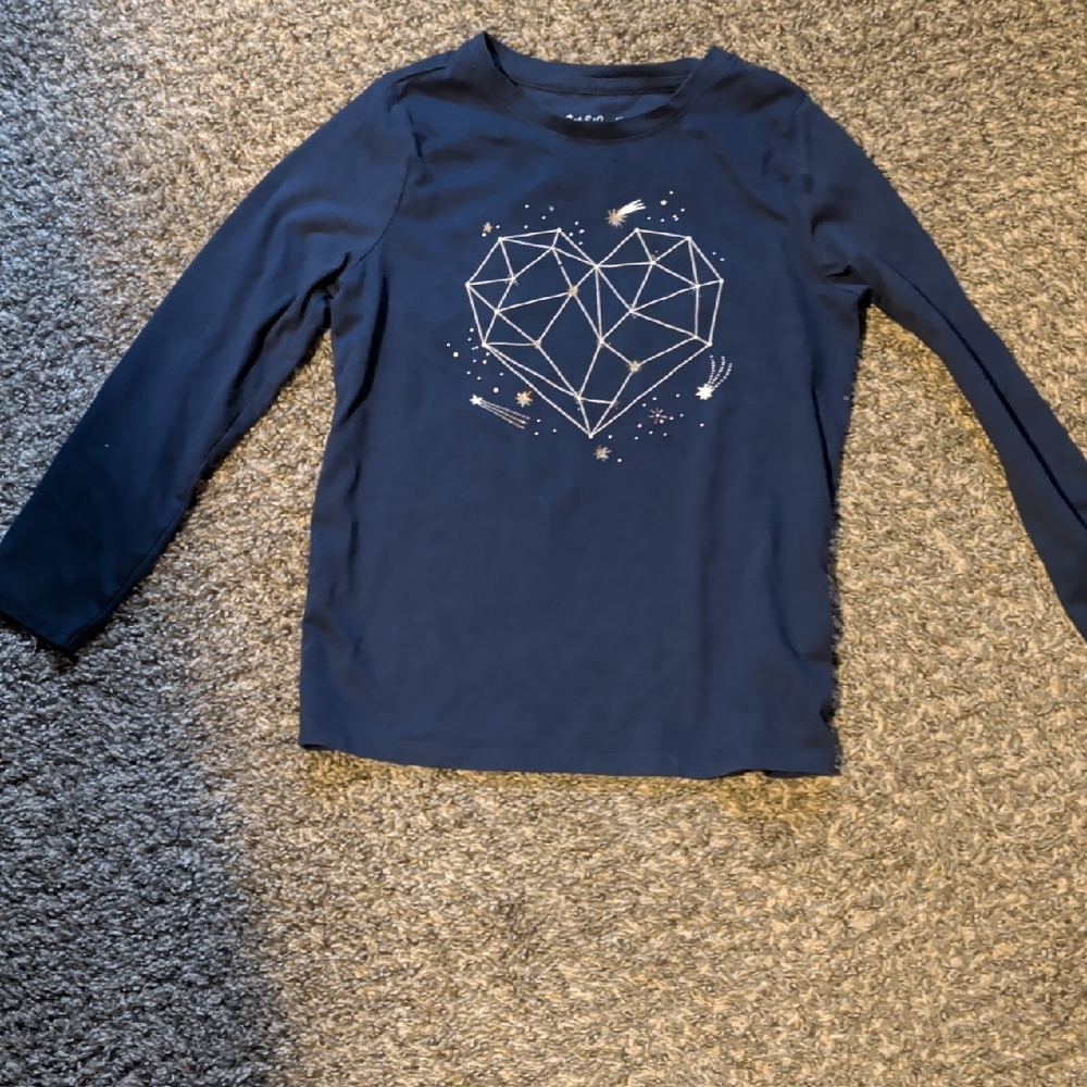 Cat & Jack Navy Long Sleeve Tee with Geometric Heart